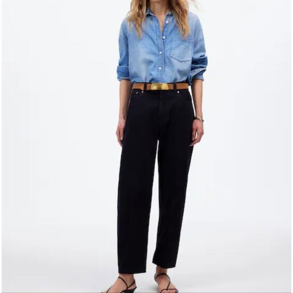 NEW Madewell The Arc-Leg Black Straight Leg Tapered Barrel Denim Jeans - Picture 1 of 14
